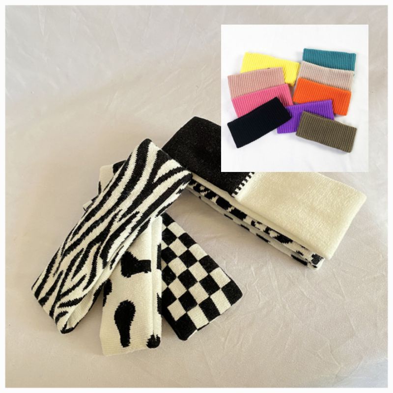 🇹🇭*ส่งทุกวันไม่หยุด* Bewtyshop ผ้าโพกผม แบบดำขาวและสีสัน รุ่นยืดหยุ่น 19สี