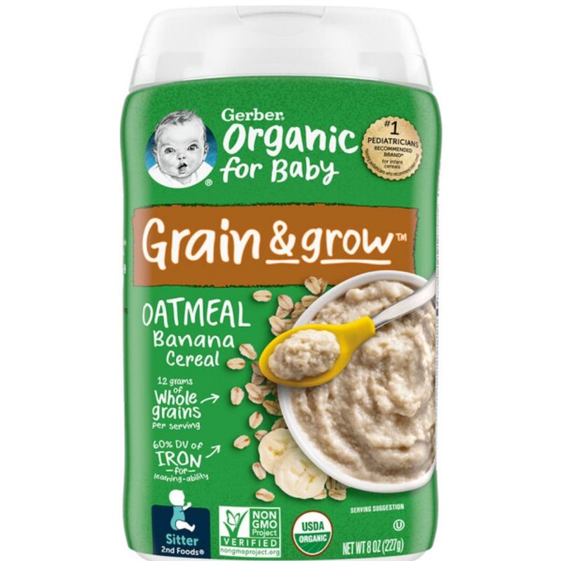 Gerber, Organic Oatmeal Cereal, Sitter, Banana , 8 oz (227 g)