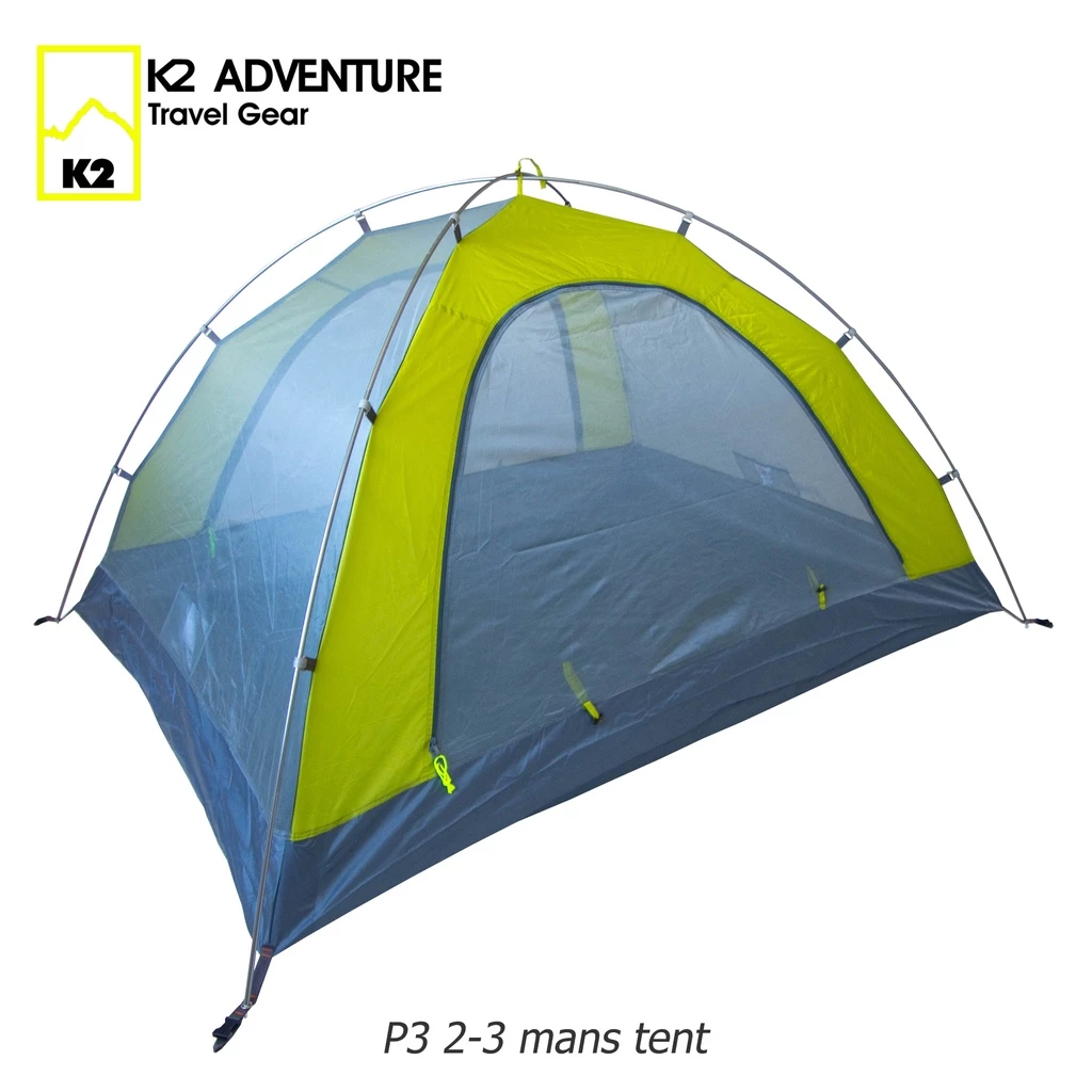 เต็นท์ K2 ADVENTURE รุ่น P3 สีเขียว นอน 2-3 คน เก็บเล็ก น้ำหนักเบาเสาอลู กันฝนกันลม มอเตอร์ไซค์ thumbnail 6