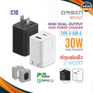 Eloop C10 หัวชาร์จเร็ว 2 พอร์ต Type C PD 30W GaN QC 3.0 Adapter ชาร์จไว Notebook Laptop | Orsen ของแท้ 100%