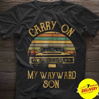 [COD] {พร้อมส่ง เสื้อยืดแขนสั้น พิมพ์ลาย Supernatural Carry On My Wayward สไตล์วินเทจ พลัสไซซ์ ของขวัญวันเกิด สําหร