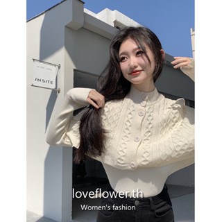 love flower เสื้อกันหนาว แขนยาว ผ้าถัก คอสูง สีพื้น เข้ากับทุกการแต่งกาย