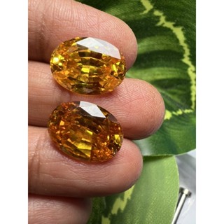 cz Gold yellow 11x15mm 2 pieces 30 carats cubic zirconia