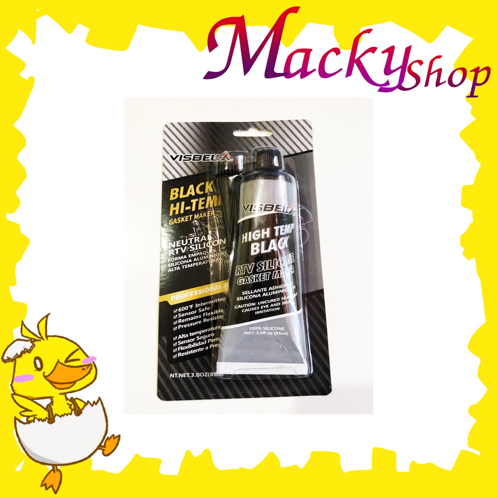 กาวปะเก็นซิลิโคน ดำ VISBELLA High Temp Black RTV Silicone Gasket Maker 85ml กาวซิลิโคน กาวดำทาประเก็