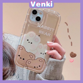 VENKI - Case For iPhone 14 Pro Max TPU Soft Jelly Airbag Clear Case Cute Cartoon Rabbit and Bear Camera Protection Shockproof For iPhone 14 13 12 11 Plus Pro Max 7 Plus X XR