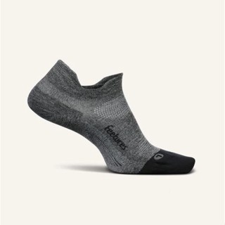 FEETURES ELITE LIGHT CUSHION NO SHOW TAB GREY  - ถุงเท้าออกกำลังกายกันแผลพุพอง