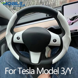 ปลอกหุ้มพวงมาลัยรถยนต์ แบบบางพิเศษ ดูดซับเหงื่อ กันลื่น สําหรับ Tesla Model 3 Model Y