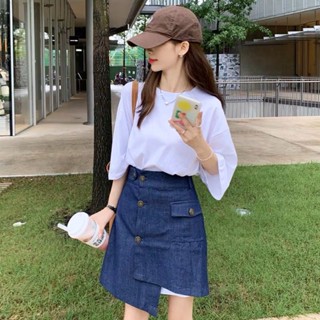 เซท 2 ชิ้น  เสื้อยืด กระโปรงยีนส์