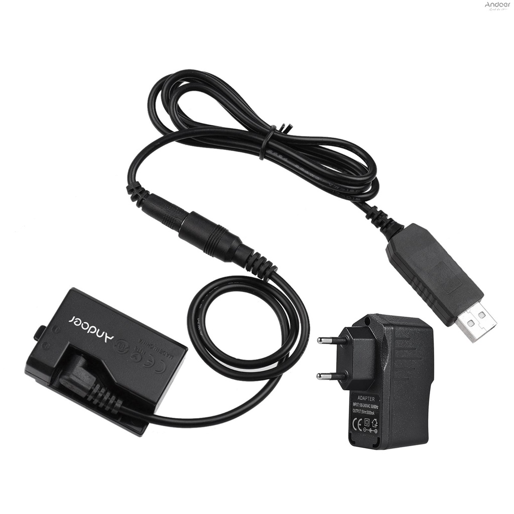 Andoer ACK-E10 5V USB Dummy Battery DC Coupler (Replacement for LP-E10) with Power Adapter Compatible with  EOS Rebel T3/T5/T6/T7/T100/Kiss X50/Kiss X70/1100D/1200D/1300D/2000
