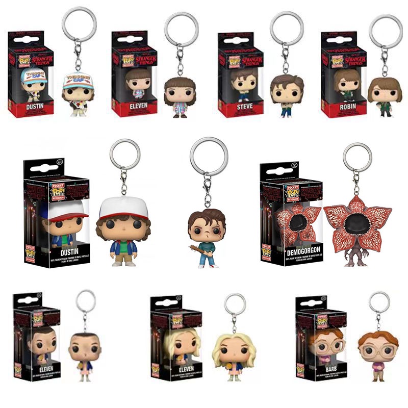 Funko pop Stranger Things Eleven Piranha Dustin Barbara จะพวงกุญแจ mike