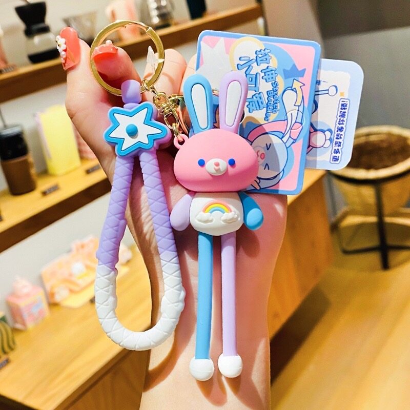 🐰พวงกุญแจ YS105 กระต่ายน่ารัก ขายาว สีรุ้ง ยืดหยุ่น เหมาะกับของขวัญ ห้อยกระเป๋า/ห้อยกุญแจ 🐰พร้อมส่ง🐰