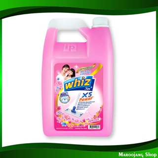 น้ำยาถูพื้น สูตรเข้มข้นX5 กลิ่นฟลอรัล ขนาด Floor cleaner, concentrated formula, floral scent, size 2100 มล. วิซ Wiz น้ำย