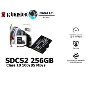 COINSคืน15%⚡FB9JMZV6⚡ KINGSTON SDCS2/256GB ไมโครเอสดีการ์ด MICROSDXC CLASS 10 100/85 MB/S MEMORY CARD + SD ADAPTER ปร...