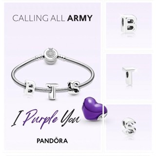 (พร้อมส่ง) Pandora Metallic Purple Heart Charm ชาร์มหัวใจม่วงBTS ชาร์มPandoraของเเท้100%