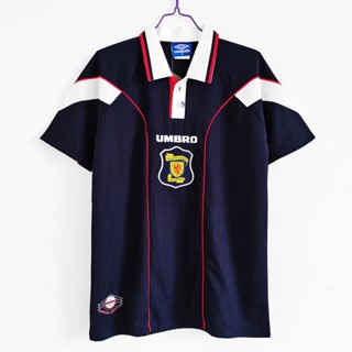 เสื้อกีฬาแขนสั้น ลายทีมชาติฟุตบอล Scotland 1996/98 ไซส์ S-XXL สไตล์วินเทจ