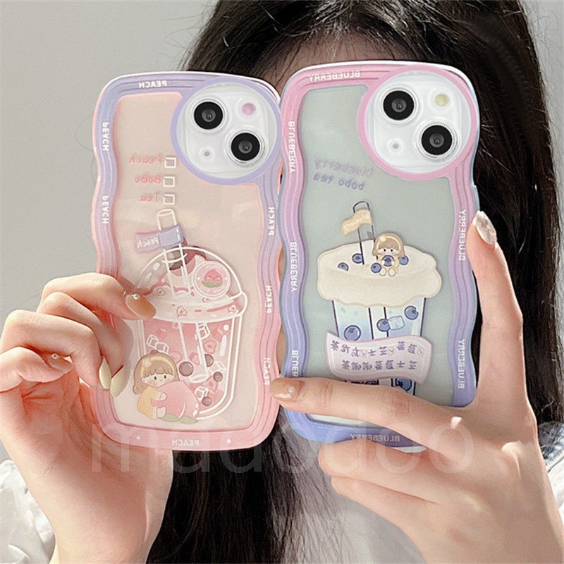 Casing For Redmi 9T Note 7 6 5 Pro Plus 4 4X S2 Mi 13T Cute Blueberry Peach ice Cream Milk Tea Girl Cartoon Soft Phone Case BW 19