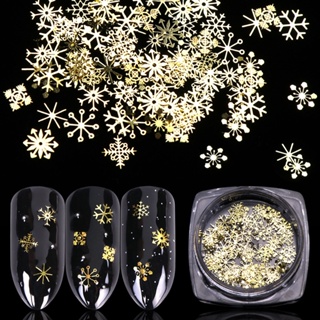 【AG】90Pcs/Box Christmas Golden Snowflake Nail Sequins Ultra-thin Manicure