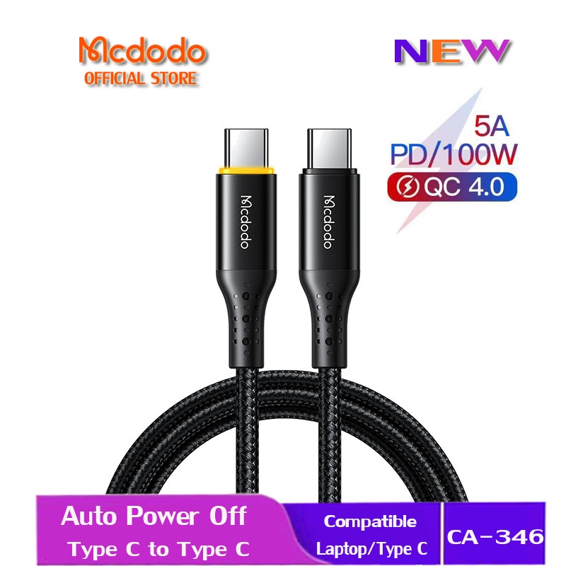 Mcdodo (ปิดอัตโนมัติ) 100W Fast Charging 20V 5A USB C To Type C สายสําหรับ Samsung S21 Macbook 13 Matebook CA346