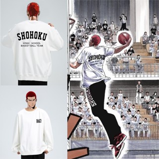 ((ไม่มีกํามะหยี่) เสื้อกันหนาว คอกลม ทรงหลวม ลาย Slam Dunk Sakuragi Flower Road Kaede Rukawa Mitsu