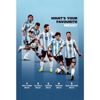 โปสเตอร์Messi เมสซี่ ทีมฟุตบอลอาร์เจนตินา แชมป์ฟุตบอลโลก2022 Argentina Champion World Cup โปสเตอร์ขนาดใหญ่ วินเทจ