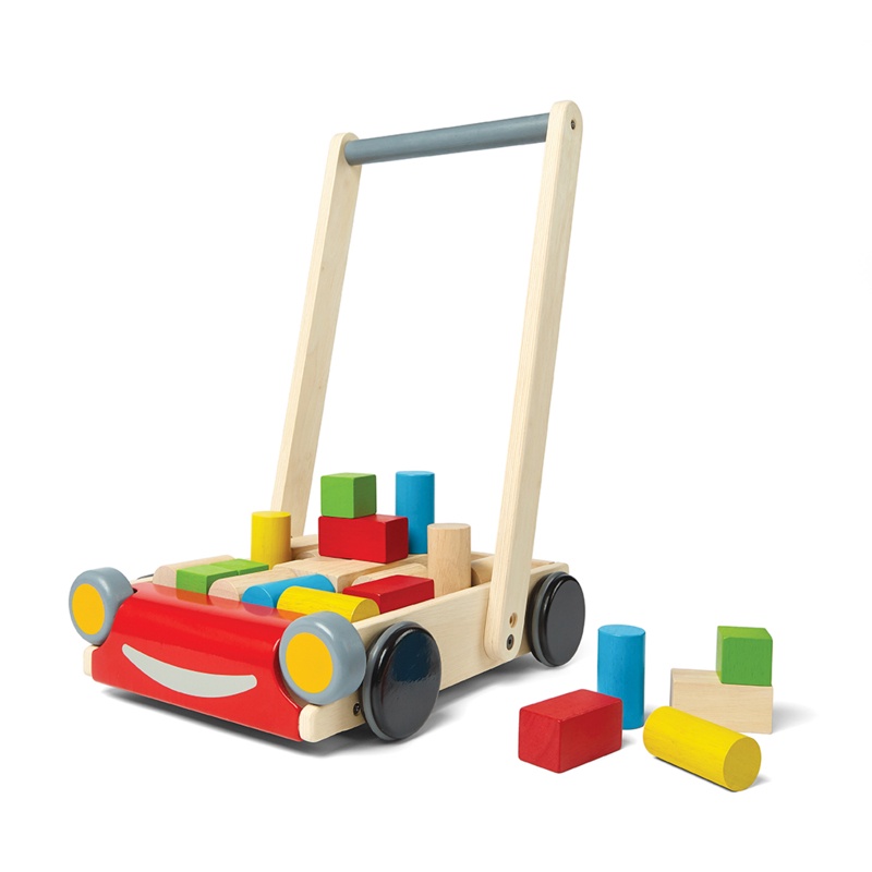 PlanToys ของเล่นไม้ 5123 Baby Walker รถเข็นบล็อกไม้ เสริมพัฒนาการ สำหรับเด็กอายุ 6 เดือน ขึ้นไป