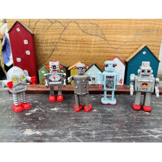 Mini 2" Vintage Retro Robots งาน Tin Age collection งานเก่าแท้ เหล็กหนัก สภาพดีมาก ขายทั้งภาพ5 ตัวไม่แยกนะคะ