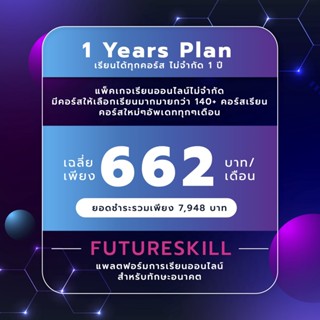 FutureSkill คอร์สเรียนออนไลน์ | 1 Year Plan เรียนได้ทุกคอร์สไม่จำกัด 1 ปี