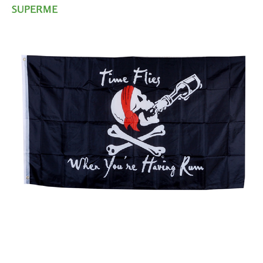 Superme ธงโจรสลัด ลายหัวกะโหลก Jolly Roger 90*150 ซม. สําหรับตกแต่งปาร์ตี้ฮาโลวีน