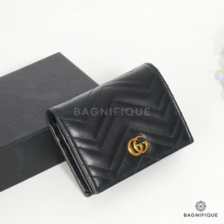 GUCCI MARMONT BI-FOLD SHORT BLACK CALF GHW