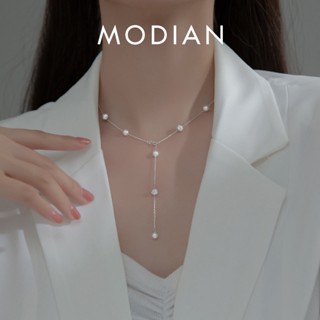 Modian สร้อยคอโซ่เงินแท้ 925 ประดับเพทาย หรูหรา แวววาว สไตล์เจ้าหญิง สําหรับหมั้น งานแต่งงาน