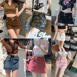 L.A Shop พร้อมส่ง กระโปรงกางเกงยีส์ เอวสูง กำลังมาแรง ดีเทลเข็มขัด Y2Kสุดๆ "932/9015"-NZ