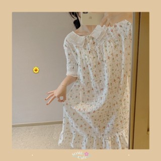 [พร้อมส่ง] 🌸 Flower dress ชุดนอนผ้าฝ้าย เดรสนอน เดรสกระโปรง