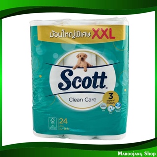 การะดาษชำระ ไซส์ XXL 3 ชั้น แพ็ค toilet paper 24 ม้วน สก๊อตต์ คลีนแคร์ Scott Clean Care กระดาษ เช็ดปาก เช็ดหน้า เช็ดมือ