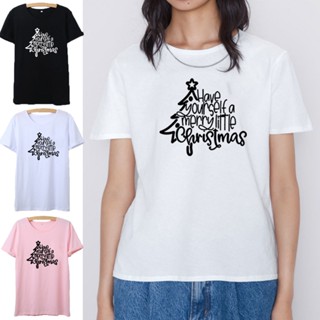 เสื้อยืดคริสต์มาส Women men top Have Yourself A Merry Little Christmas Shirt   Short Sleeve  xmas