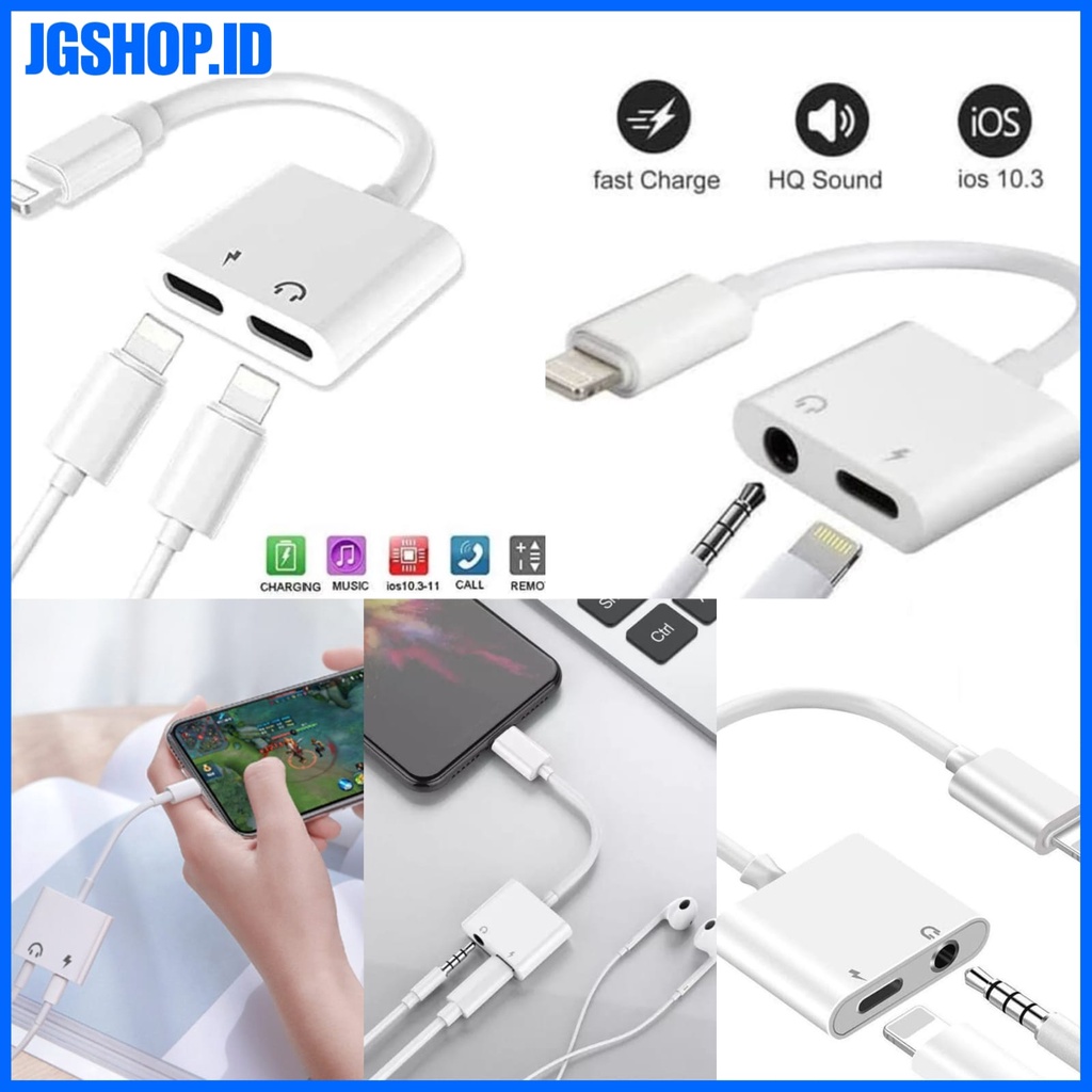 อะแดปเตอร์ JG 2IN1 ประเภท C ถึง AUX และ LIGHTNING ถึง AUX AUDIO SPLITTER CABLE