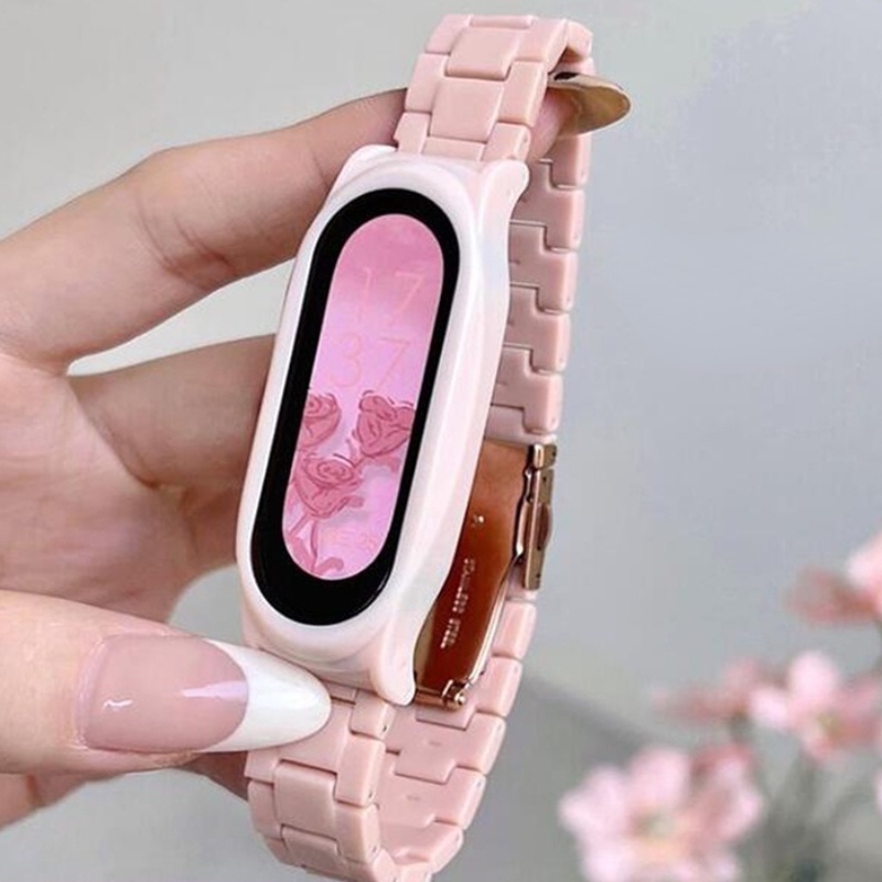 สําหรับ Xiaomi Mi Band Series 3/4/5/6/7 สายนาฬิกาข้อมือเรซิน สําหรับผู้หญิง / เด็กผู้หญิง แฟชั่น บาง เปลี่ยนสาย / ห่วง