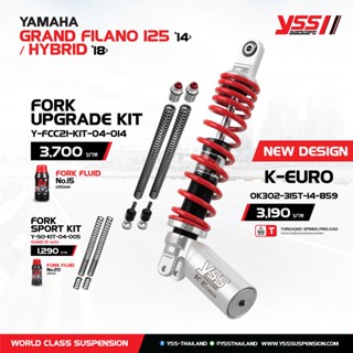 Pre Oder YSS โช้คหลัง K-EURO YAMAHA/GRAND FILANO 125 ปี 14+ BLACK/RED/TH _ OK302-315T-14-859_101010218