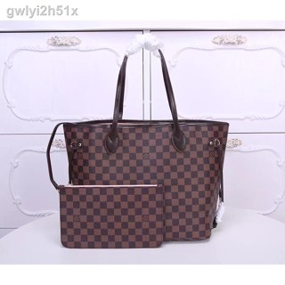 ✗✌In stockL.V Medium Portable Checked Leather Shopping Bag