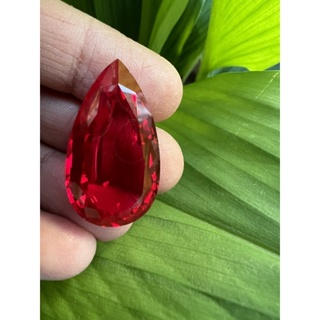 Lab Ruby pear 18x30mm- 51cts พลอย อัด ทับทิม สีแดง เจียระไนเหลี่ยม เพชร.... สีแดงทับทิม สีแดง