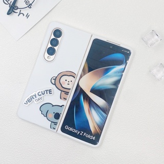 เคสโทรศัพท์มือถือแบบแข็ง ลายตัวอักษร Little Monkey Koala สีขาวหิมะ สําหรับ Samsung Galaxy Z Fold 4 Z Fold 3 Z Fold 2 DIY Z Fold 4