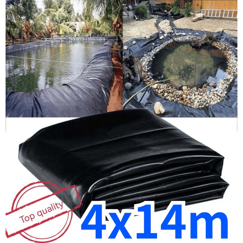 （ขนาด4x14m）พลาสติกปูบ่อ สีดำ ผ้ายางปูบ่อ ปูบ่อน้ำ ปูบ่อปลา สระน้ำโรงเรือน พลาสติกโรงเรือน HDPE กัน UV ผ้ายางดำม้วน