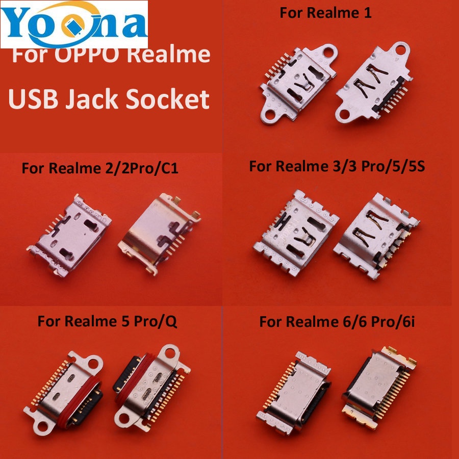 USB ชาร์จเชื่อมต่อซ็อกเก็ตพอร์ตแจ็คสําหรับ Realme 1 2 3 5 5S 6i C1 Q Pro USB Data Charger Slot ซ็อกเ