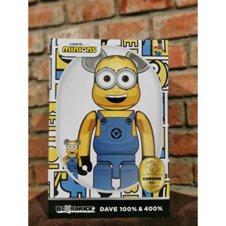 Bearbrick Minion Dave Chrome 400%,100%