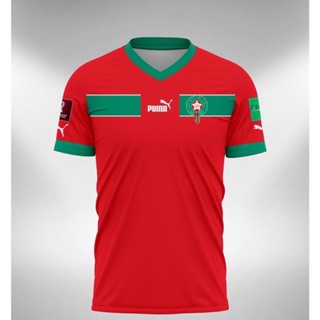 เสื้อกีฬาแขนสั้น ลายทีมชาติฟุตบอลโลก Morocco Home 2022