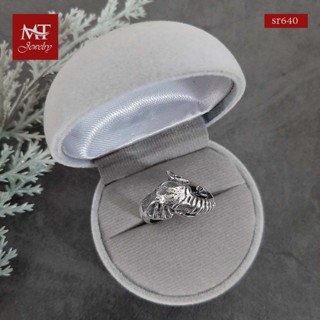 MT แหวนเงินแท้ ลายหัวช้าง งานรมดำ ไซส์: 52, 54, 59 Solid 925 Sterling Silver Ring (sr640) MT Jewelry มณีธารา