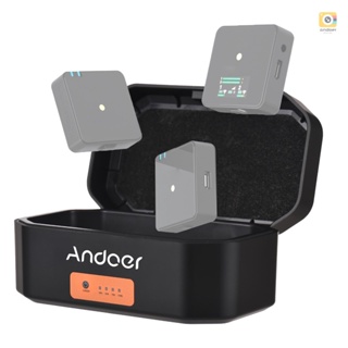 [M27] Andoer กล่องชาร์จไมโครโฟนไร้สาย 3 ช่อง แบตเตอรี่ในตัว 4200mAh USB-C PD แบบเปลี่ยน สําหรับ RODE Wireless GO I GO II