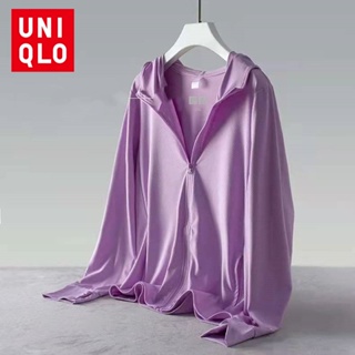 Uniqlo เสื้อแจ็กเก็ตกันลม มีฮู้ด ป้องกันรังสียูวี UPF50+ สําหรับผู้หญิง