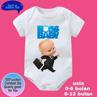 ชุดจั๊มสูท เสื้อยืด ผ้าฝ้าย พิมพ์ลายตัวอักษร BABY BOSS BABY สําหรับเด็กผู้ชาย และเด็กผู้หญิง 30s