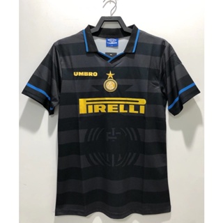 เสื้อกีฬาแขนสั้น ลายทีมชาติฟุตบอล Inter away 97 98 Inter away AAA สไตล์วินเทจ ไซซ์ S-XXL