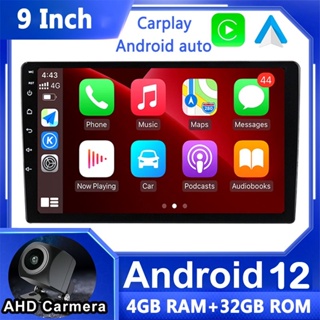 (4GB+32GB) เครื่องเล่นมัลติมีเดีย วิทยุรถยนต์ Android 12 9 นิ้ว 2 Din GPS นําทาง รองรับกล้อง AHD